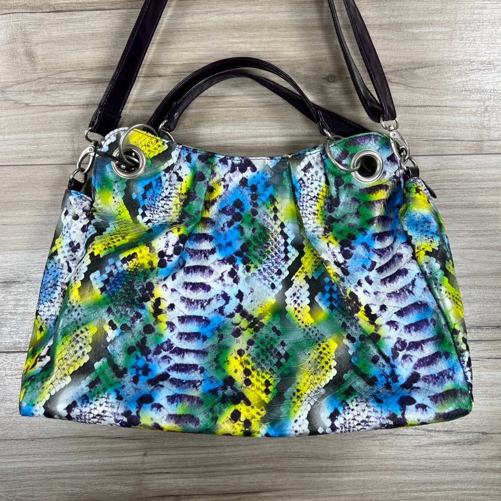 Cynthia Rowley Snakeskin Print Hobo Bag Faux Leather with Strap